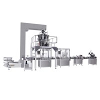 FDL-180GW Automatic Combined Granule Weighing And Filling And Can Seamer Linkage Line